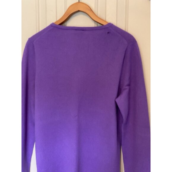 Talbots Women’s Cashmere Sweater XL Petite Purple Long Sleeve Distressed Holes - Picture 7 of 8